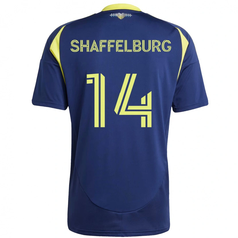 Danxen Bambino Maglia Jacob Shaffelburg #14 Blu Navy Giallo Kit Gara Away 2025/26 Maglietta
