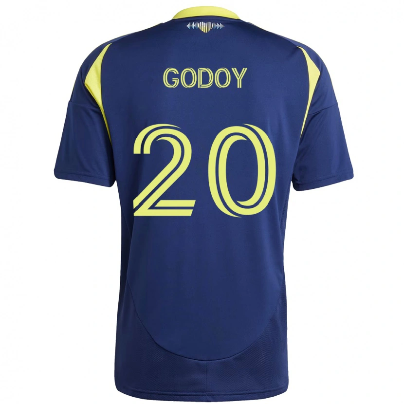 Danxen Bambino Maglia Aníbal Godoy #20 Blu Navy Giallo Kit Gara Away 2025/26 Maglietta