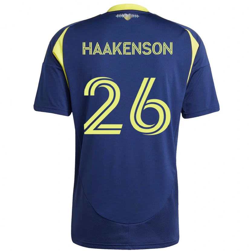 Danxen Bambino Maglia Luke Haakenson #26 Blu Navy Giallo Kit Gara Away 2025/26 Maglietta