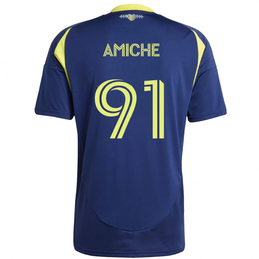 Danxen Bambino Maglia Kemy Amiche #91 Blu Navy Giallo Kit Gara Away 2025/26 Maglietta