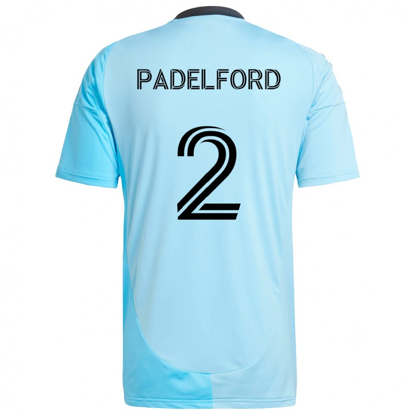 Danxen Bambino Maglia Devin Padelford #2 Azzurro Cielo Kit Gara Away 2025/26 Maglietta
