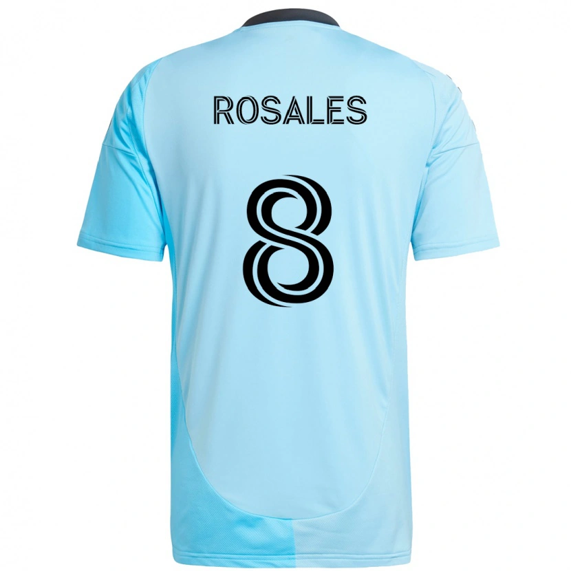 Danxen Bambino Maglia Joseph Rosales #8 Azzurro Cielo Kit Gara Away 2025/26 Maglietta