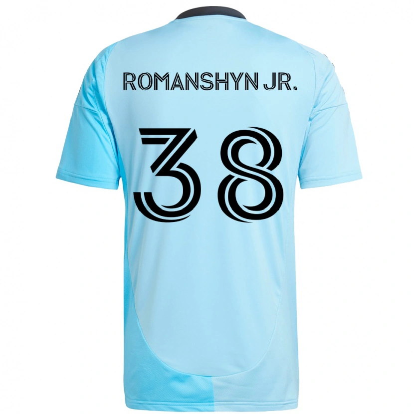Danxen Bambino Maglia Kage Romanshyn Jr. #38 Azzurro Cielo Kit Gara Away 2025/26 Maglietta