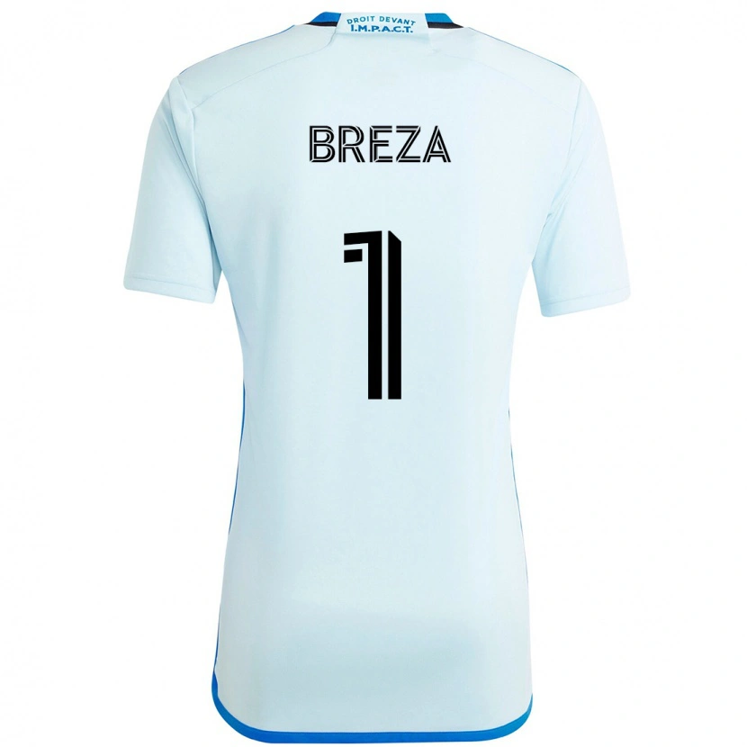 Danxen Bambino Maglia Sebastian Breza #1 Azzurro Cielo Blu Scuro Kit Gara Away 2025/26 Maglietta