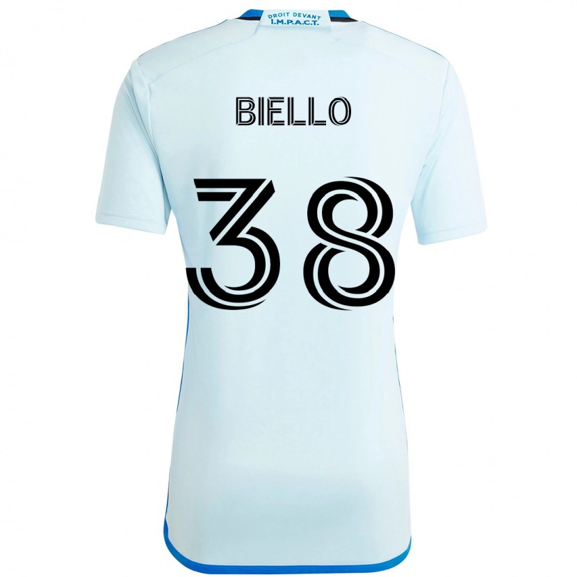 Danxen Bambino Maglia Alessandro Biello #38 Azzurro Cielo Blu Scuro Kit Gara Away 2025/26 Maglietta