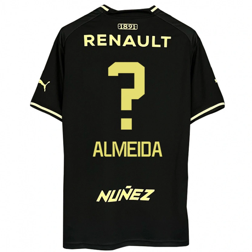 Danxen Bambino Maglia Martín Almeida #0 Nero Giallo Kit Gara Away 2025/26 Maglietta
