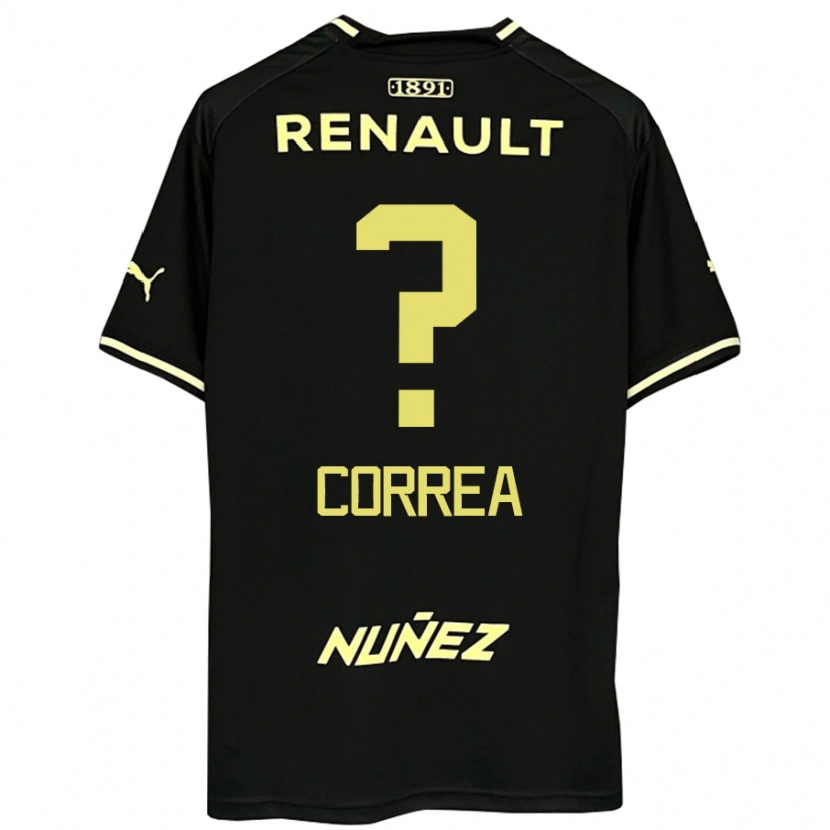 Danxen Bambino Maglia Franco Correa #0 Nero Giallo Kit Gara Away 2025/26 Maglietta