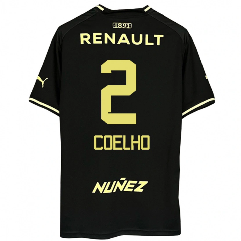 Danxen Bambino Maglia Léo Coelho #2 Nero Giallo Kit Gara Away 2025/26 Maglietta