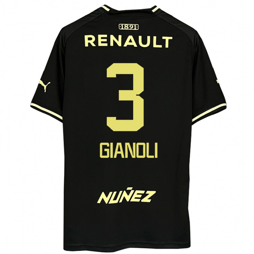 Danxen Bambino Maglia Martín Gianoli #3 Nero Giallo Kit Gara Away 2025/26 Maglietta