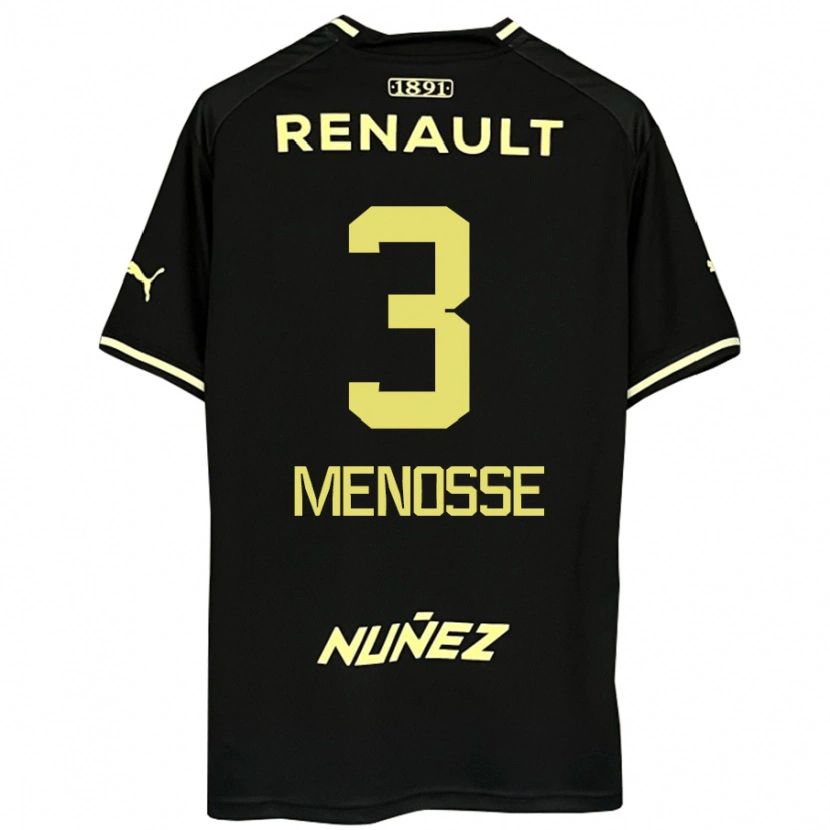 Danxen Bambino Maglia Hernán Menosse #3 Nero Giallo Kit Gara Away 2025/26 Maglietta