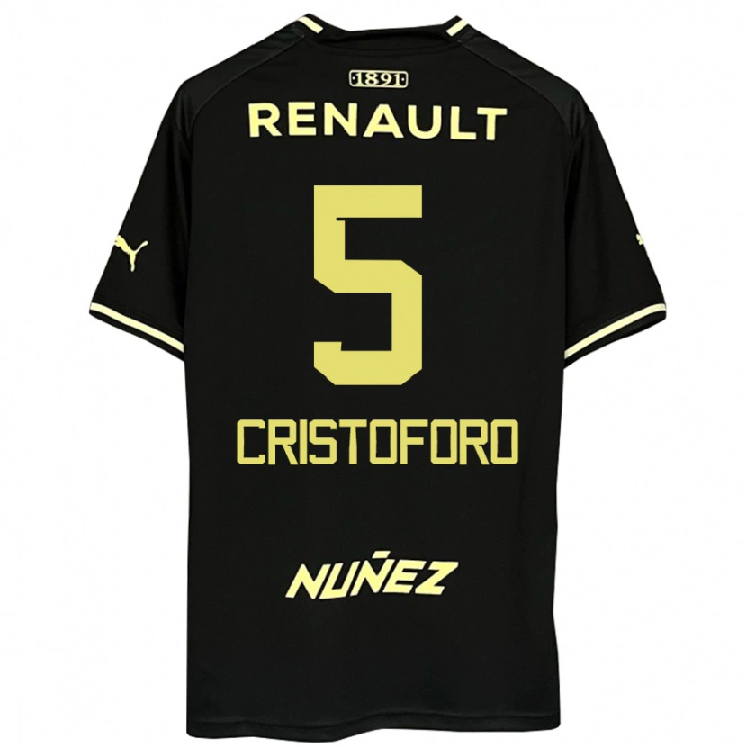Danxen Bambino Maglia Sebastián Cristóforo #5 Nero Giallo Kit Gara Away 2025/26 Maglietta