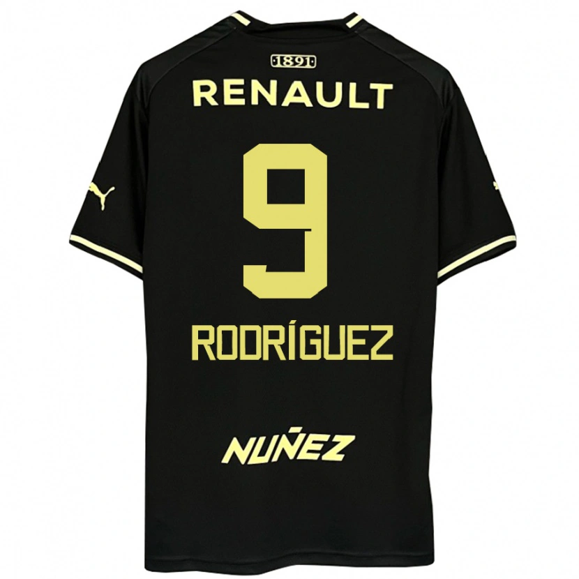 Danxen Bambino Maglia Agustín Rodríguez #9 Nero Giallo Kit Gara Away 2025/26 Maglietta
