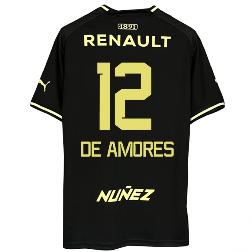 Danxen Bambino Maglia Guillermo De Amores #12 Nero Giallo Kit Gara Away 2025/26 Maglietta