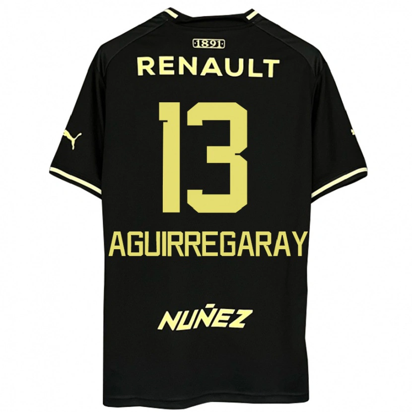 Danxen Bambino Maglia Matías Aguirregaray #13 Nero Giallo Kit Gara Away 2025/26 Maglietta