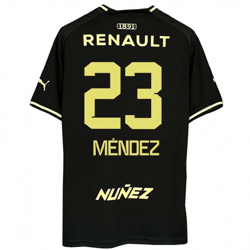 Danxen Bambino Maglia Javier Méndez #23 Nero Giallo Kit Gara Away 2025/26 Maglietta