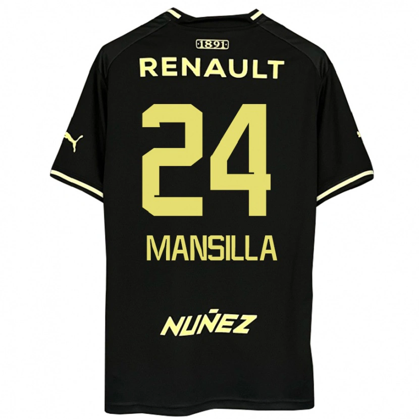Danxen Bambino Maglia Brian Mansilla #24 Nero Giallo Kit Gara Away 2025/26 Maglietta