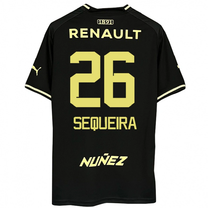 Danxen Bambino Maglia Leonardo Sequeira #26 Nero Giallo Kit Gara Away 2025/26 Maglietta
