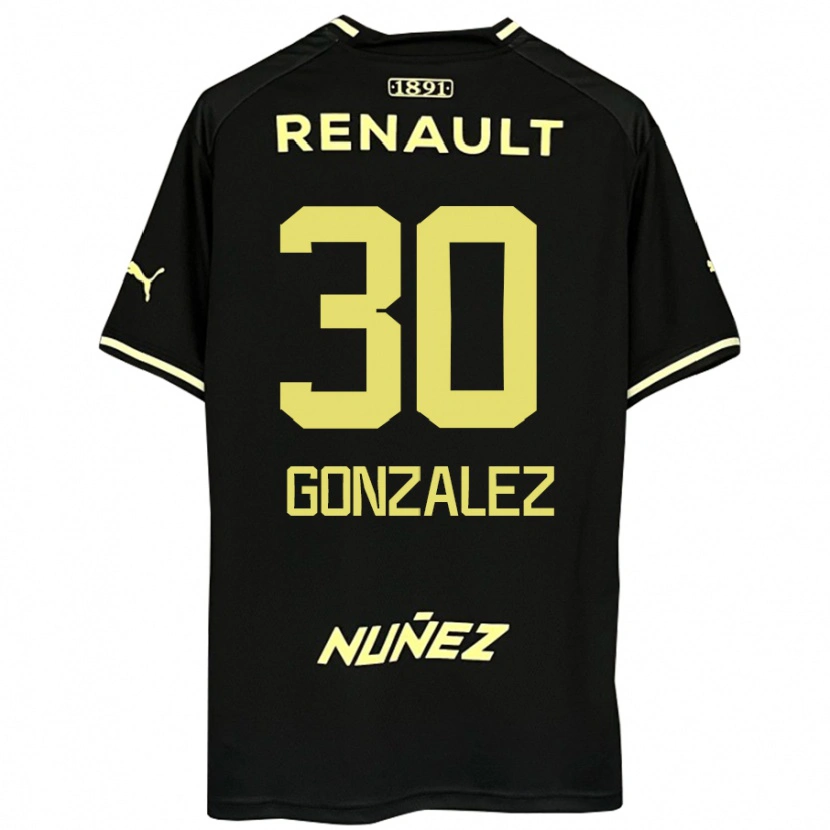 Danxen Bambino Maglia Ángel González #30 Nero Giallo Kit Gara Away 2025/26 Maglietta