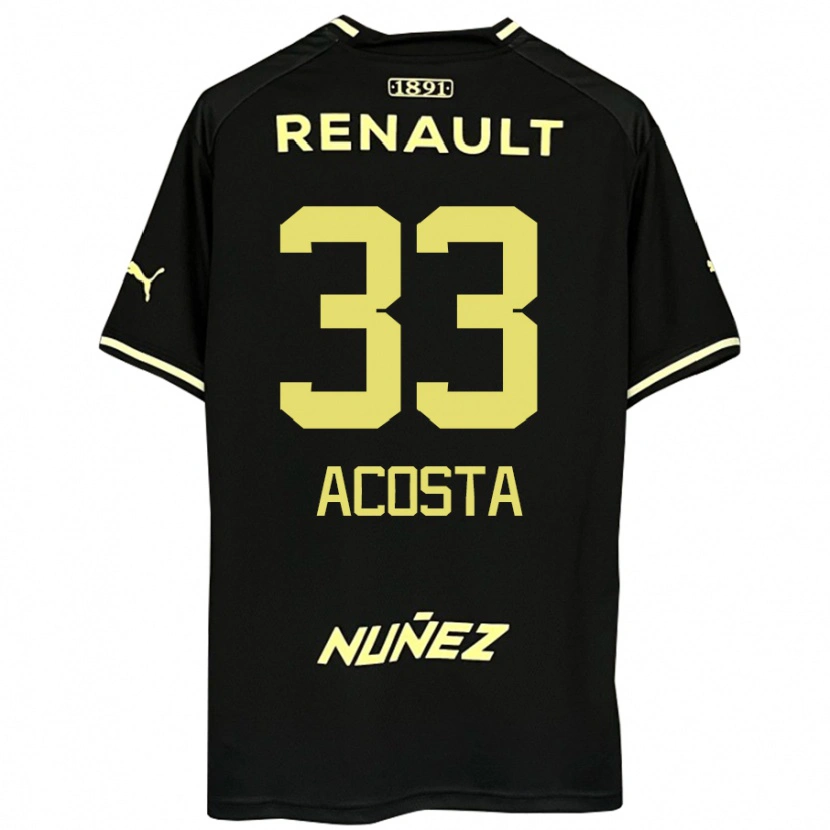 Danxen Bambino Maglia Nahuel Acosta #33 Nero Giallo Kit Gara Away 2025/26 Maglietta