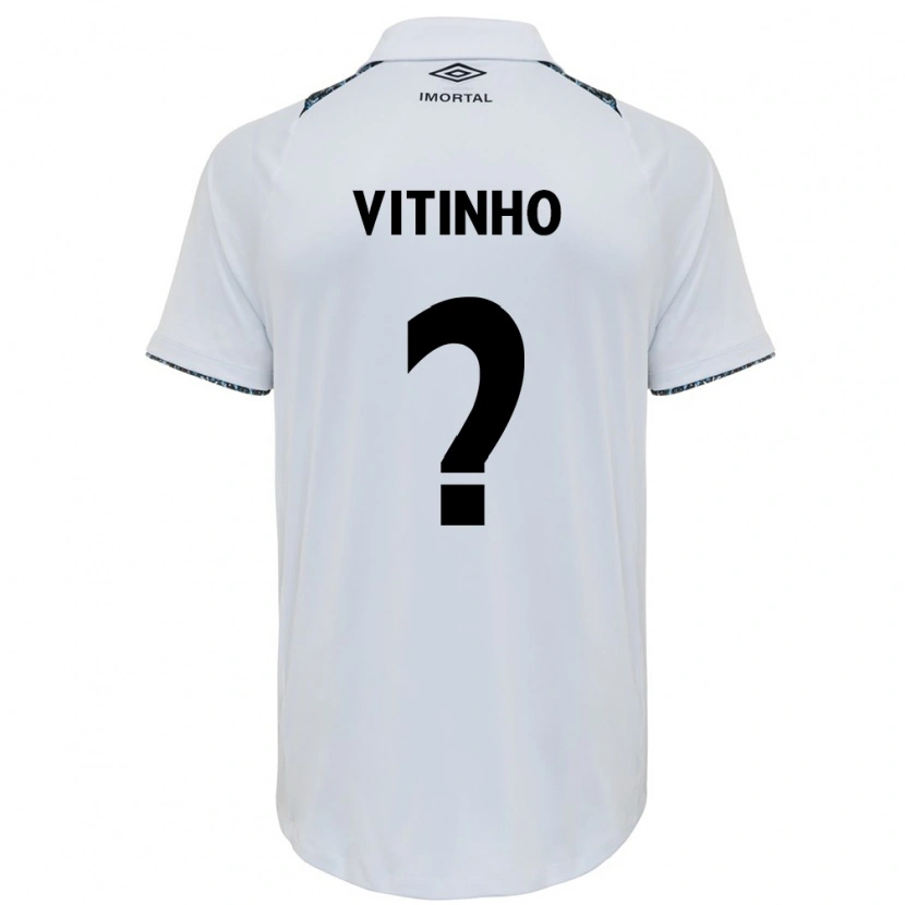 Danxen Bambino Maglia Vitinho #0 Bianco Blu Kit Gara Away 2025/26 Maglietta