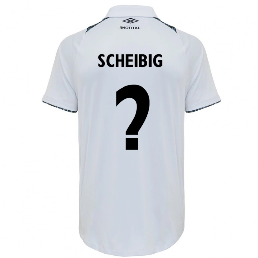 Danxen Bambino Maglia Felipe Scheibig #0 Bianco Blu Kit Gara Away 2025/26 Maglietta
