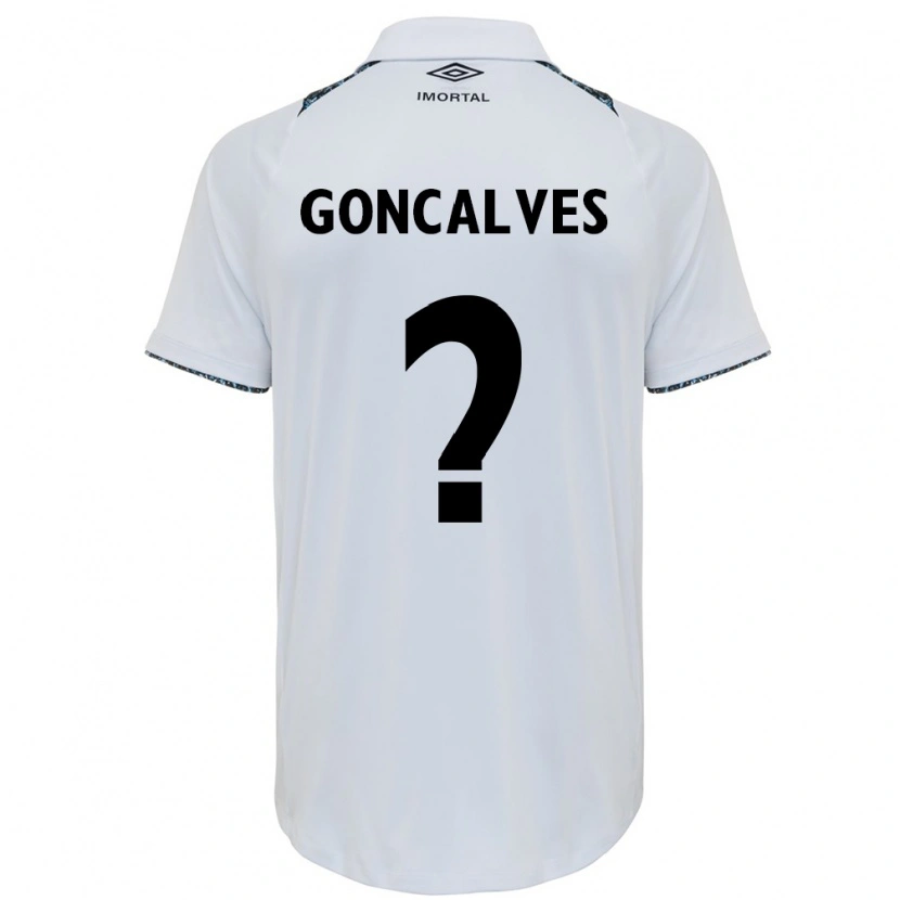 Danxen Bambino Maglia Matheus Gonçalves #0 Bianco Blu Kit Gara Away 2025/26 Maglietta