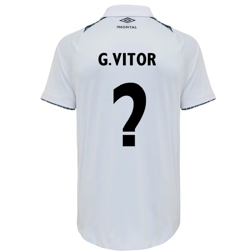 Danxen Bambino Maglia Gabriel Vitor #0 Bianco Blu Kit Gara Away 2025/26 Maglietta