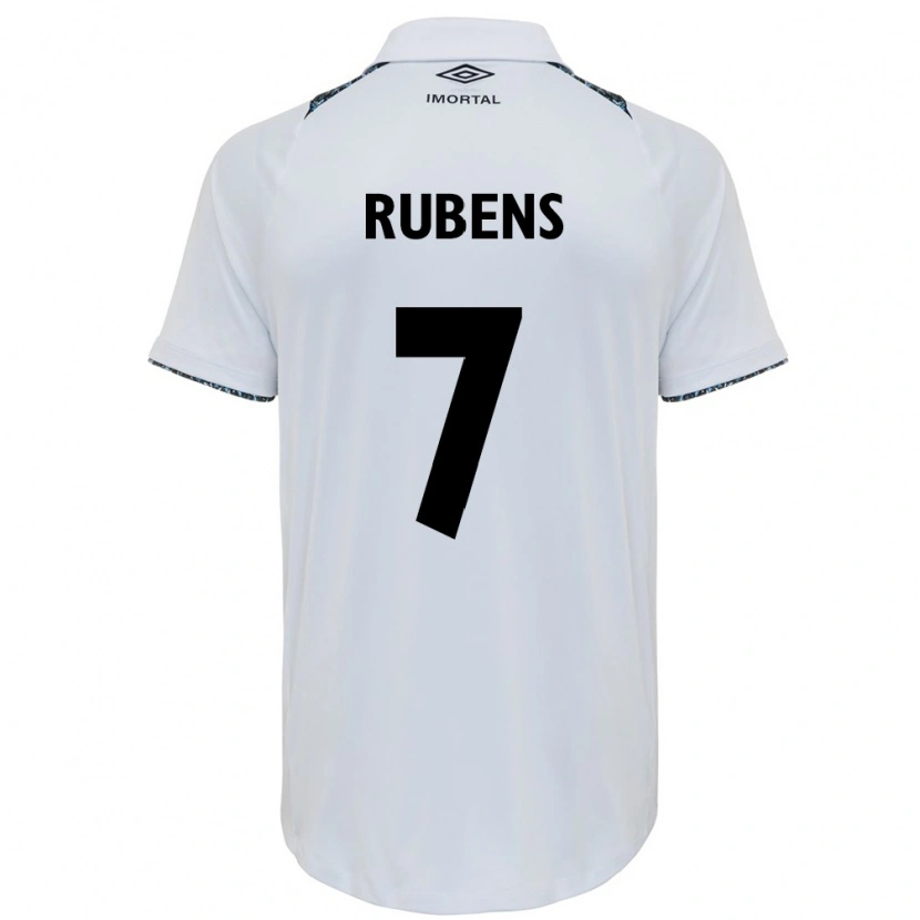 Danxen Bambino Maglia Rubens #7 Bianco Blu Kit Gara Away 2025/26 Maglietta