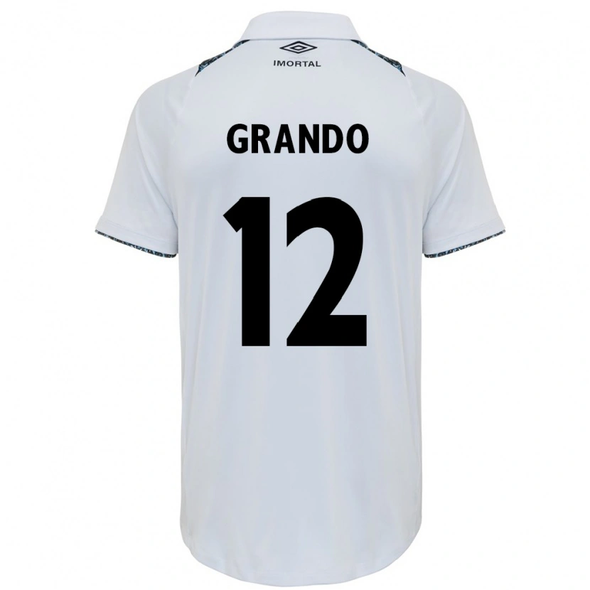Danxen Bambino Maglia Gabriel Grando #12 Bianco Blu Kit Gara Away 2025/26 Maglietta
