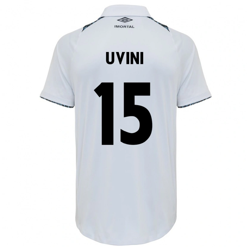 Danxen Bambino Maglia Bruno Uvini #15 Bianco Blu Kit Gara Away 2025/26 Maglietta