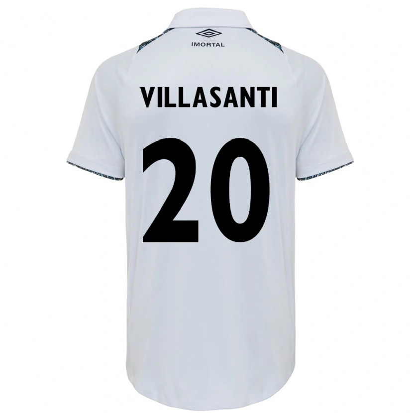 Danxen Bambino Maglia Mathías Villasanti #20 Bianco Blu Kit Gara Away 2025/26 Maglietta
