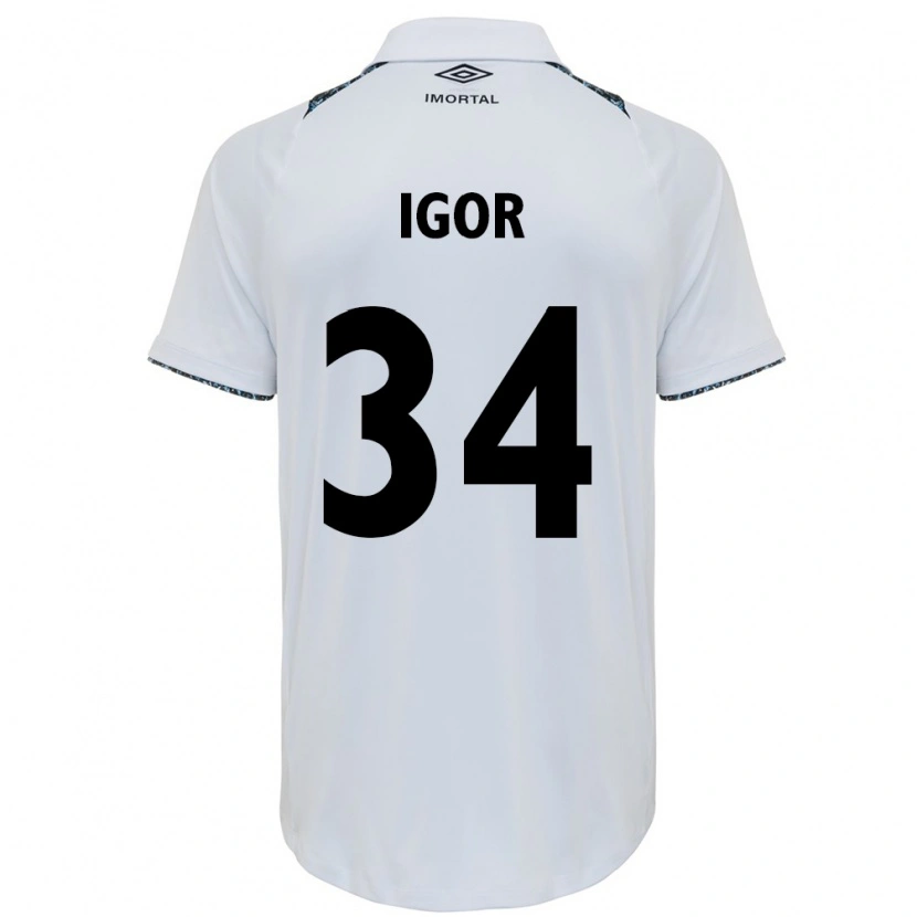 Danxen Bambino Maglia Igor Serrote #34 Bianco Blu Kit Gara Away 2025/26 Maglietta