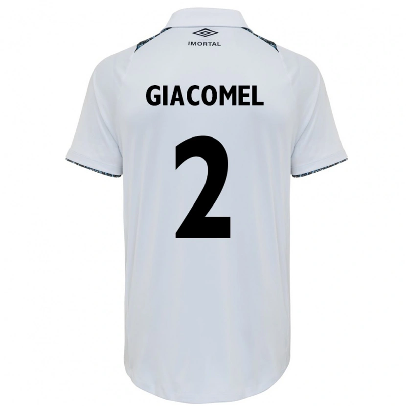 Danxen Bambino Maglia Laís Giacomel #2 Bianco Blu Kit Gara Away 2025/26 Maglietta