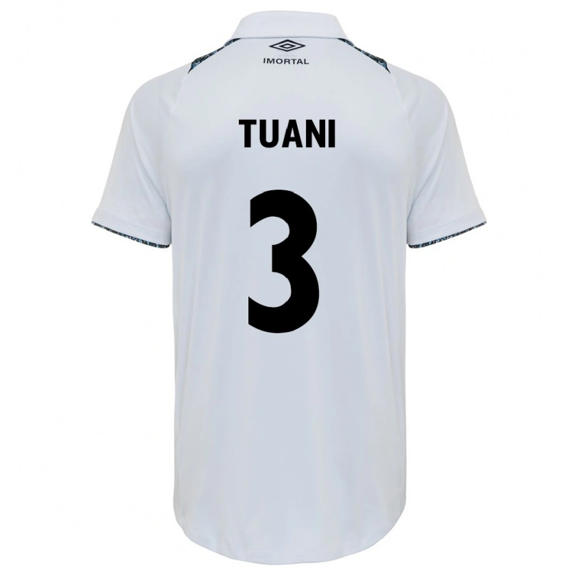 Danxen Bambino Maglia Tuani #3 Bianco Blu Kit Gara Away 2025/26 Maglietta