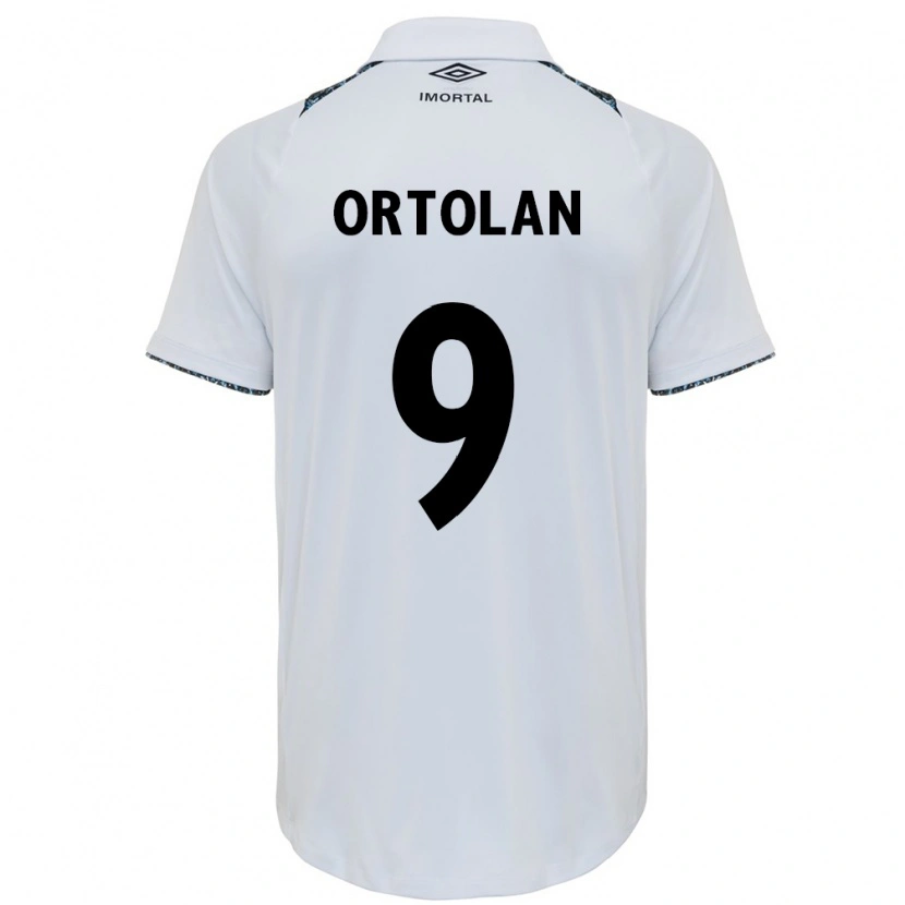 Danxen Bambino Maglia Dani Ortolan #9 Bianco Blu Kit Gara Away 2025/26 Maglietta