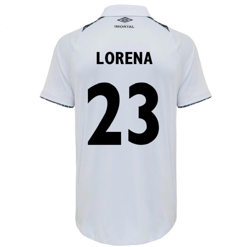 Danxen Bambino Maglia Lorena #23 Bianco Blu Kit Gara Away 2025/26 Maglietta