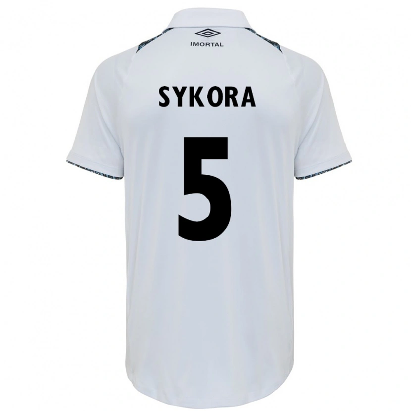 Danxen Bambino Maglia Stacy Denise Sykora #5 Bianco Blu Kit Gara Away 2025/26 Maglietta