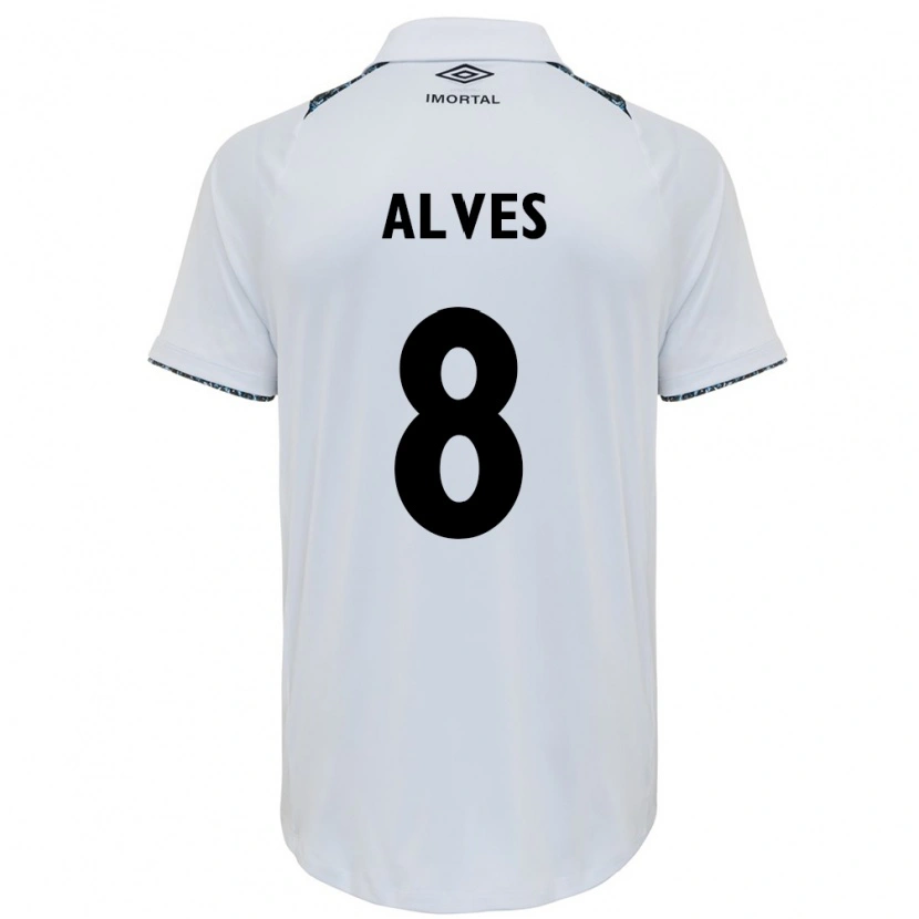 Danxen Bambino Maglia Fernanda Berti Alves #8 Bianco Blu Kit Gara Away 2025/26 Maglietta