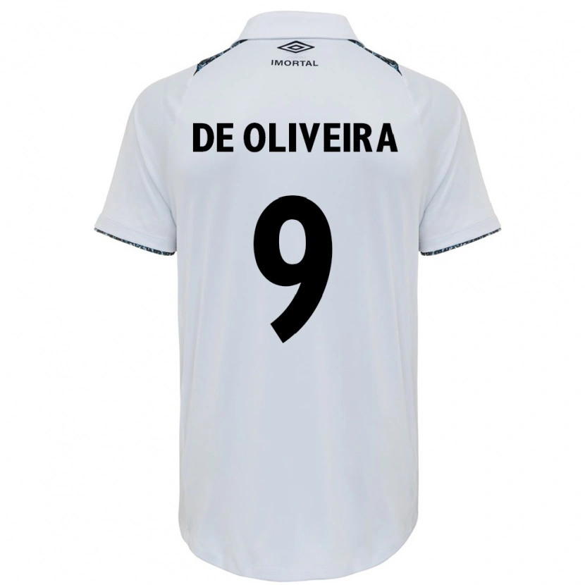 Danxen Bambino Maglia Veridiana Mostaco De Oliveira #9 Bianco Blu Kit Gara Away 2025/26 Maglietta