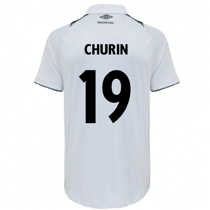 Danxen Bambino Maglia Diego Churin #19 Bianco Blu Kit Gara Away 2025/26 Maglietta