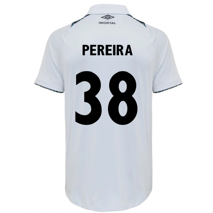 Danxen Bambino Maglia Leo Pereira #38 Bianco Blu Kit Gara Away 2025/26 Maglietta