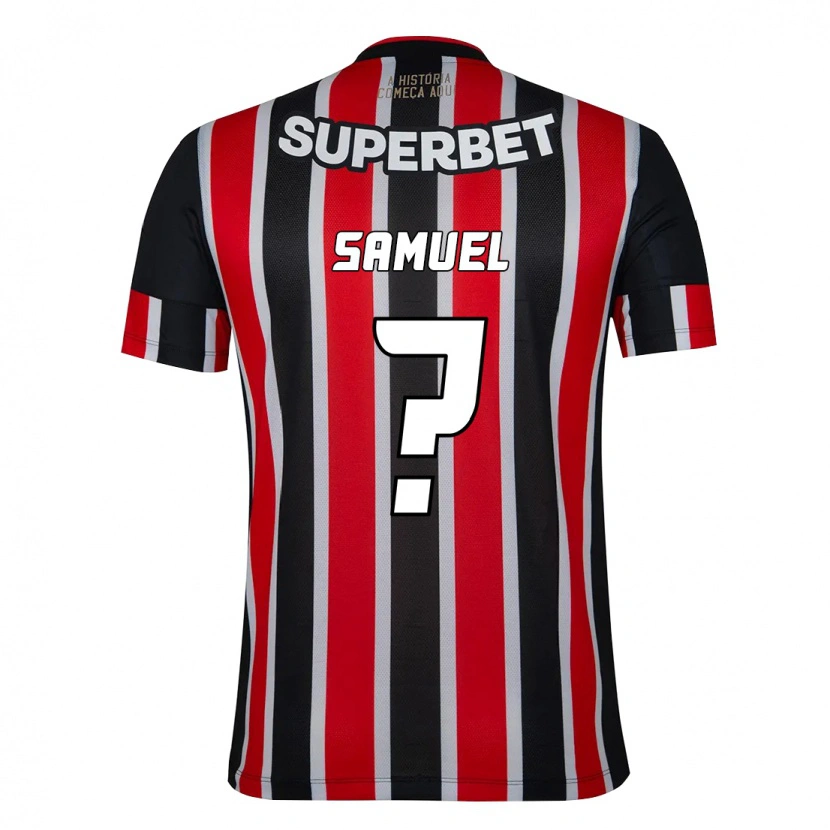Danxen Bambino Maglia Samuel #0 Nero Rosso Kit Gara Away 2025/26 Maglietta