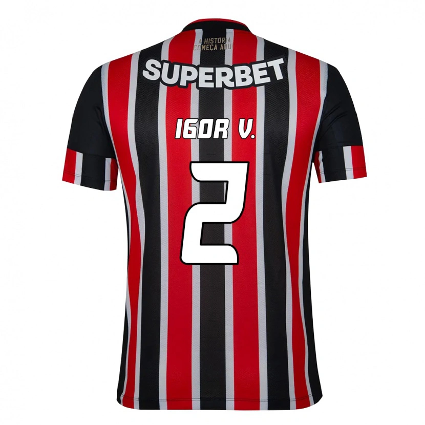 Danxen Bambino Maglia Igor Vinícius #2 Nero Rosso Kit Gara Away 2025/26 Maglietta