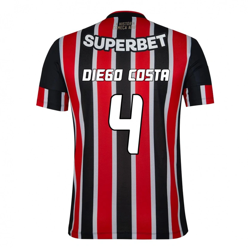 Danxen Bambino Maglia Diego Costa #4 Nero Rosso Kit Gara Away 2025/26 Maglietta