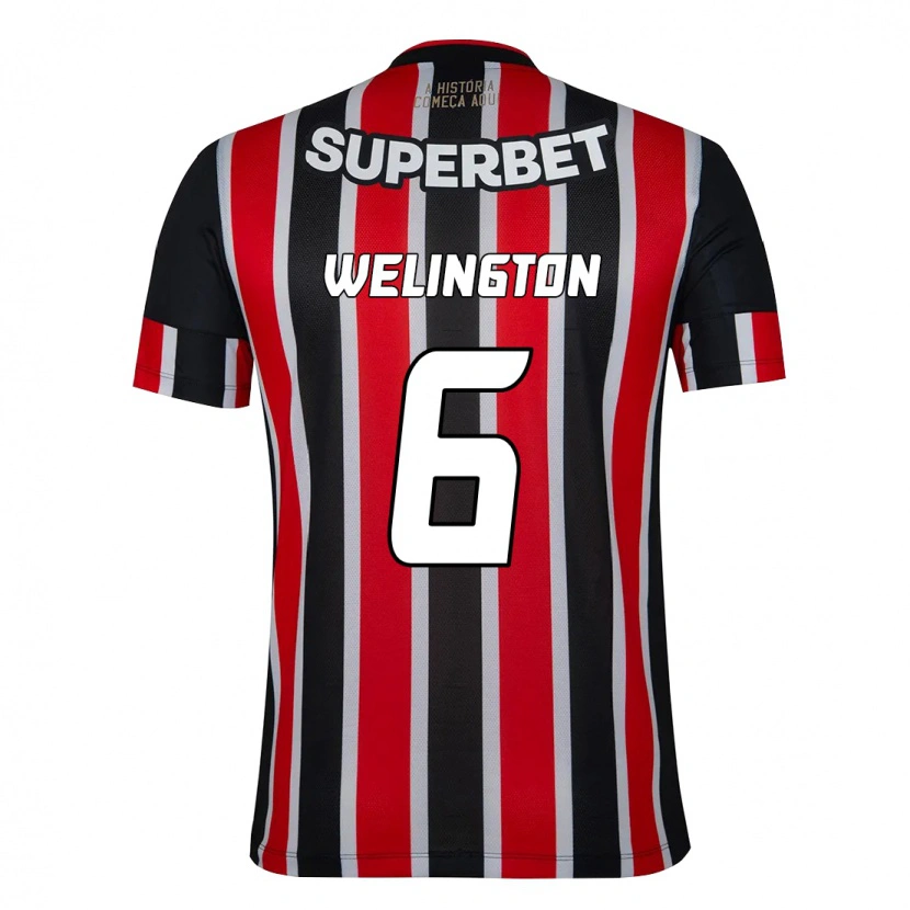 Danxen Bambino Maglia Welington #6 Nero Rosso Kit Gara Away 2025/26 Maglietta