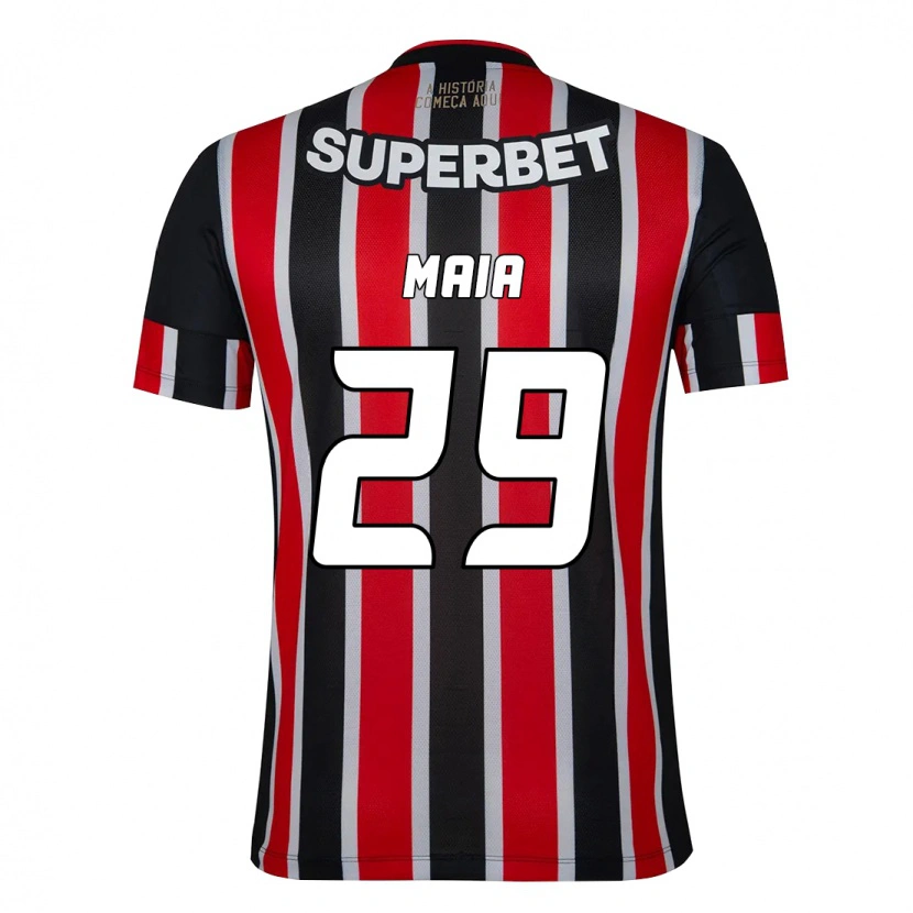 Danxen Bambino Maglia Pablo Maia #29 Nero Rosso Kit Gara Away 2025/26 Maglietta