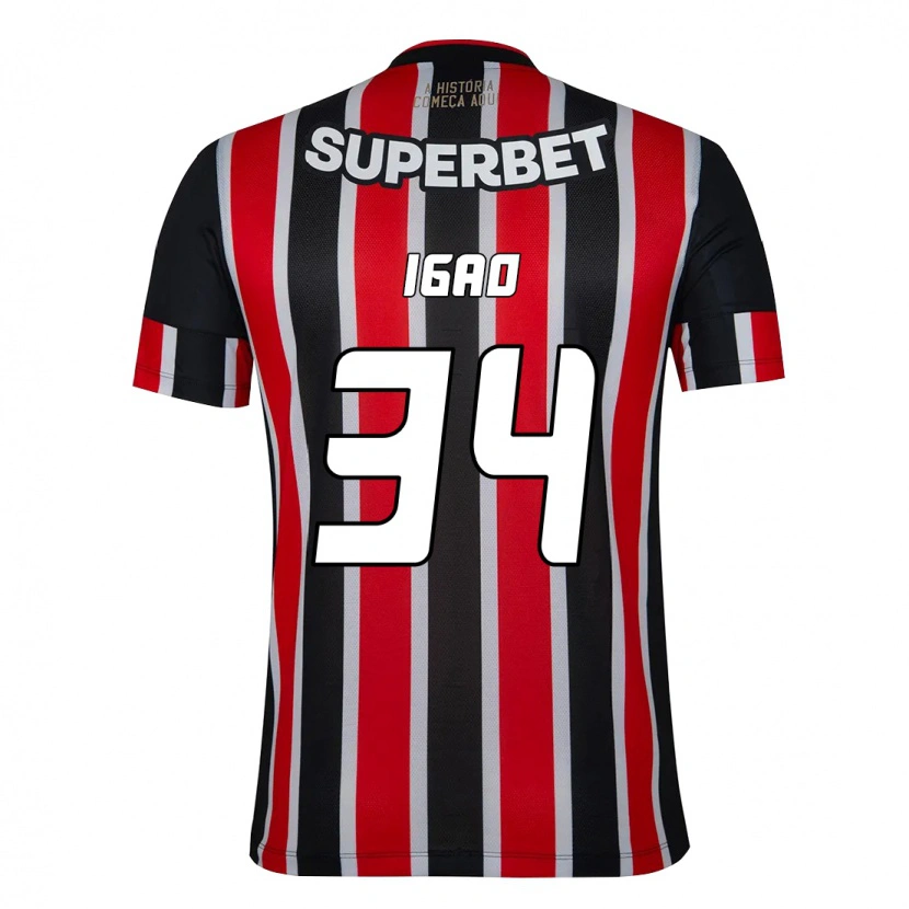Danxen Bambino Maglia Igão #34 Nero Rosso Kit Gara Away 2025/26 Maglietta