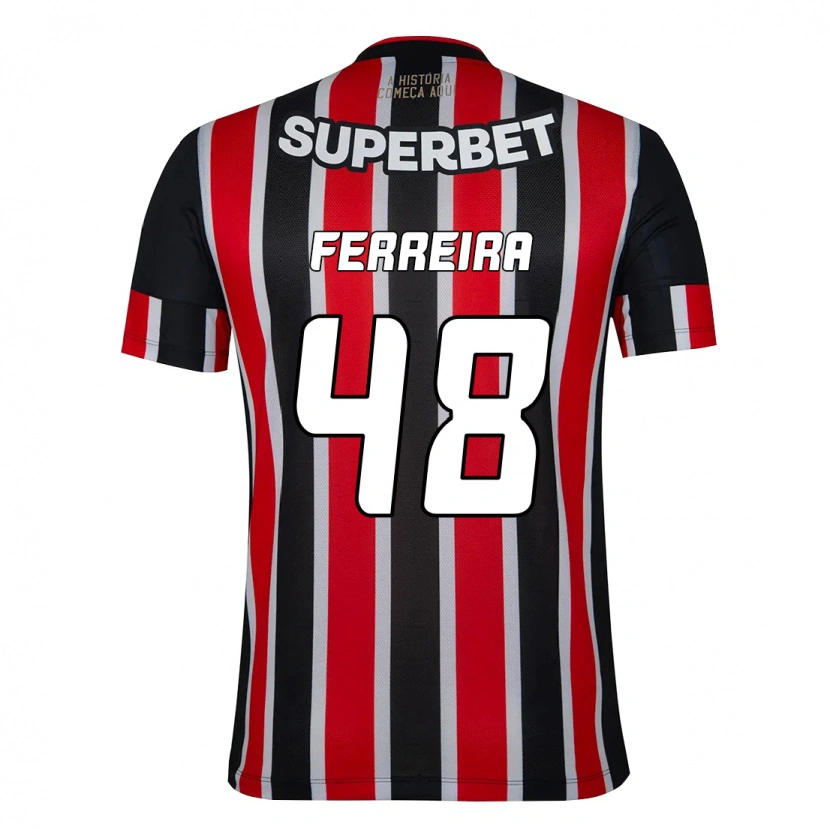 Danxen Bambino Maglia Lucas Ferreira #48 Nero Rosso Kit Gara Away 2025/26 Maglietta