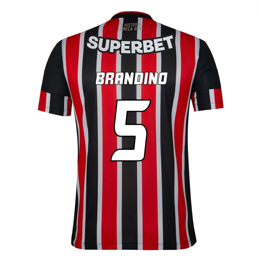 Danxen Bambino Maglia Kika Brandino #5 Nero Rosso Kit Gara Away 2025/26 Maglietta