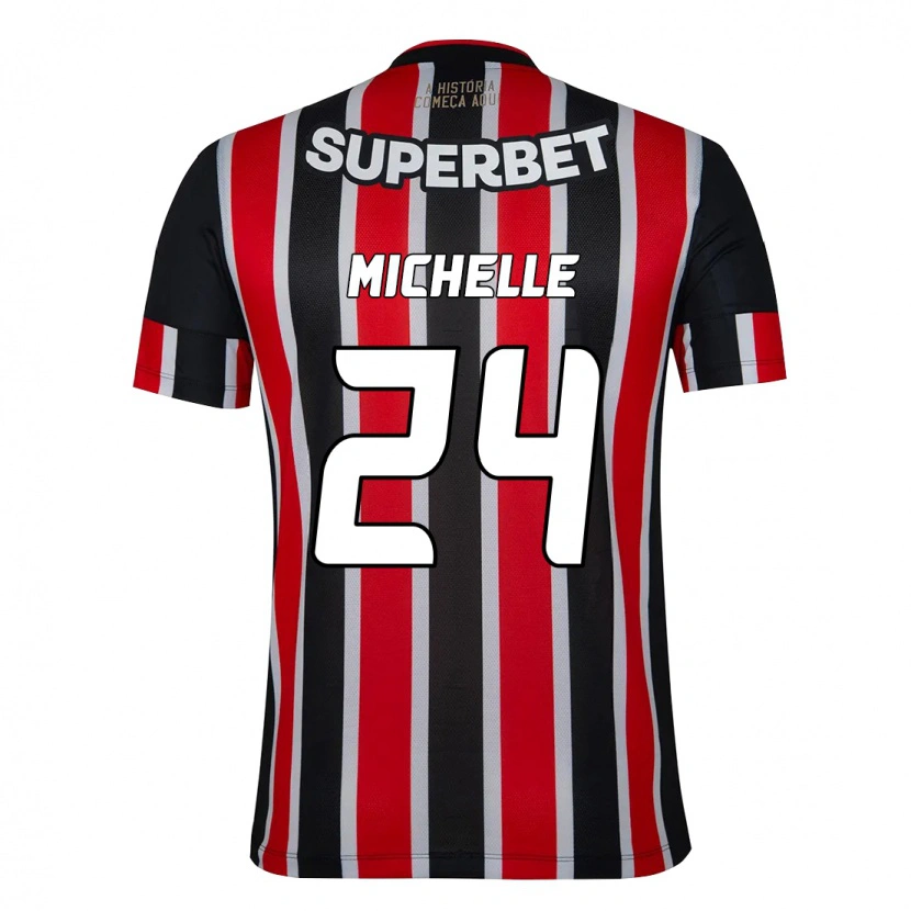 Danxen Bambino Maglia Michelle #24 Nero Rosso Kit Gara Away 2025/26 Maglietta